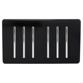 ART-SS66BK  6 Gang 2 Way 10 Amp Rocker Twin Plate Gloss Black
